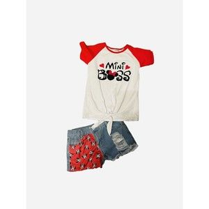 Disney Minnie Mouse Girls Top & Shorts Clothing  Set  Sz 3XL ( Size 5)
